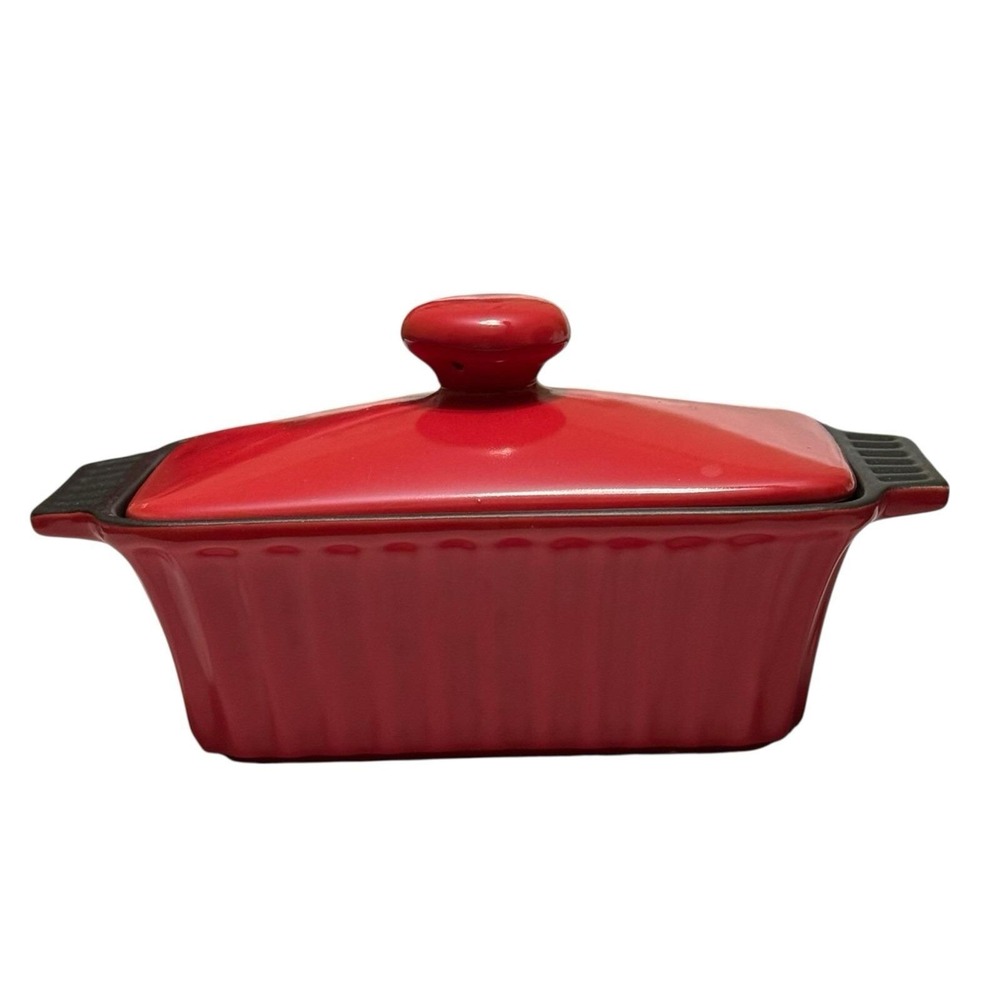 Crock-Pot Red Mini Casserole Dish w Lid 8" Loaf Baker Oven Safe - Picture 2 of 8